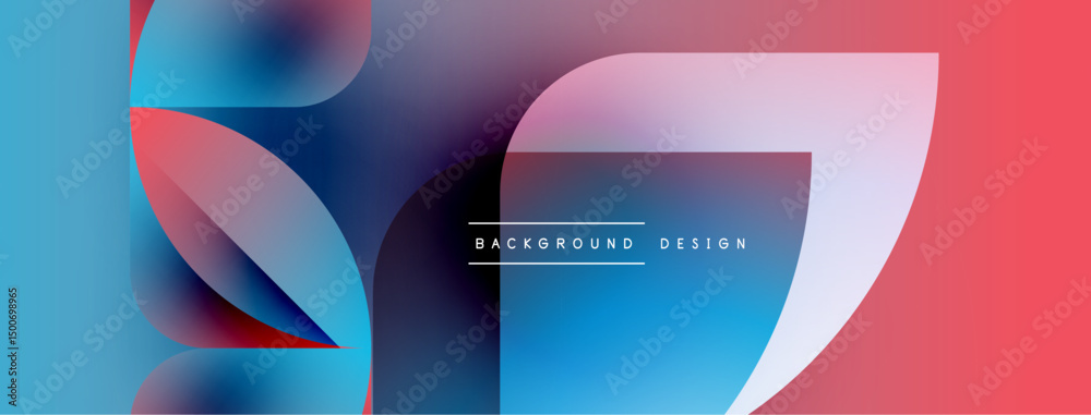 Poster Abstract colorful shapes overlap, creating dynamic gradient effect. Modern design elements suggest fluidity, innovation. Background features text labels.