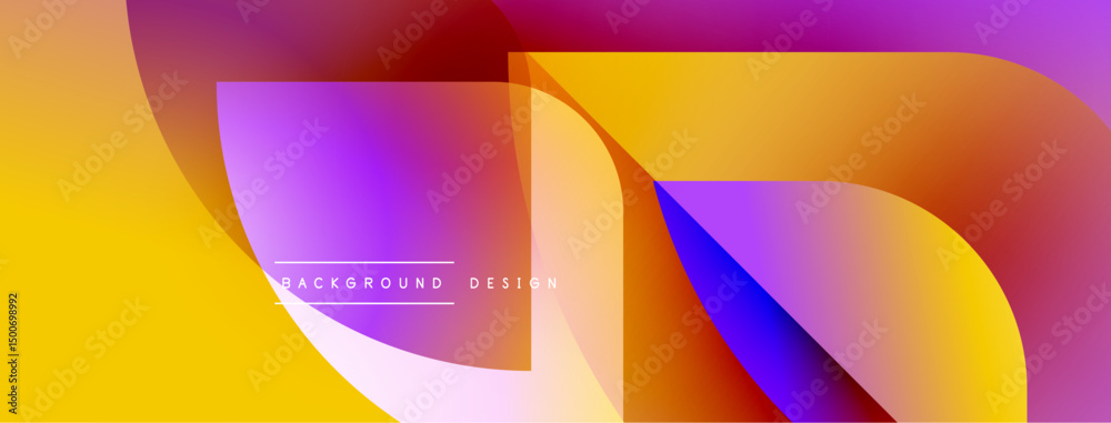 Aufkleber abstract fluid shapes, vibrant colors blend. gradient yellow, orange, purple create dynamic visual e