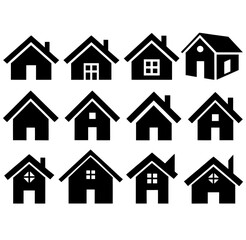 Collection home icons set silhouette vector illustration