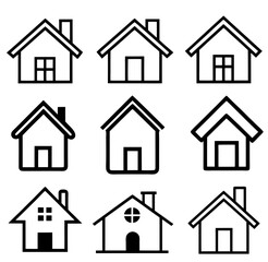 Collection home icons set silhouette vector illustration