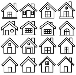 Collection home icons set silhouette vector illustration