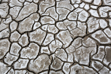 Drought cracked landscape, dead land due to water shortage and climate change like global warming