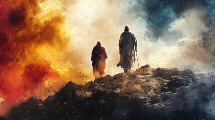 The Call of Abraham: Old Testament Watercolor Biblical Illustration