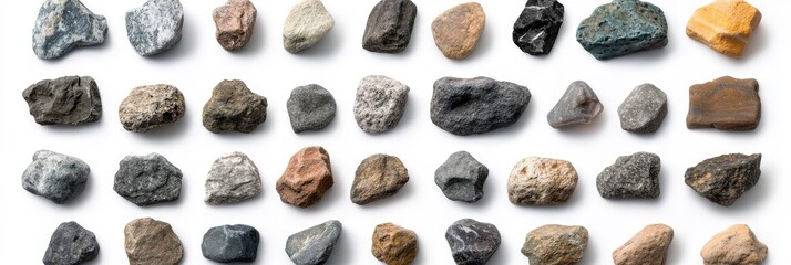 Assorted rocks of various colors and textures