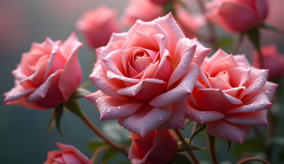 The Elegance of Pink Roses in a Lush Garden