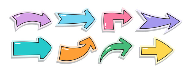 Arrows colorful vector set, Hand drawn Color Arrows, doodle marker decorative direction pointers element design collection