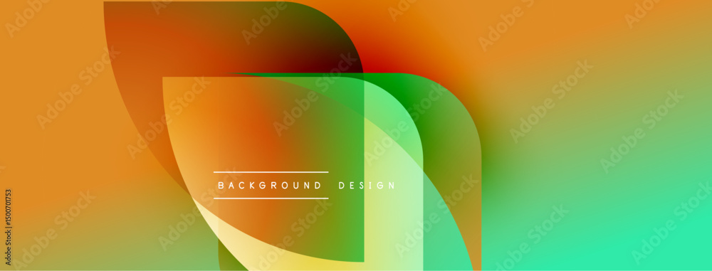 Leinwandbilder Abstract fluid shapes blend orange, green hues. Modern design features text background design within layered forms. Vibrant gradients create dynamic visual effect.