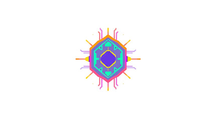 Geometric Abstract Shape with Circuitry