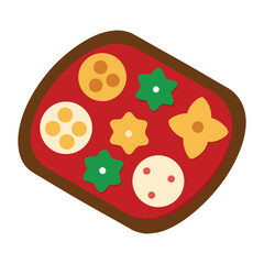  christmas-cookie-tray-with-flat-shapes-on-white-background