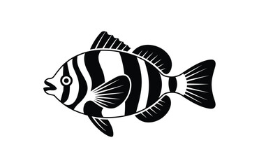 Bumblebee goby fish in black silhouette vector style

