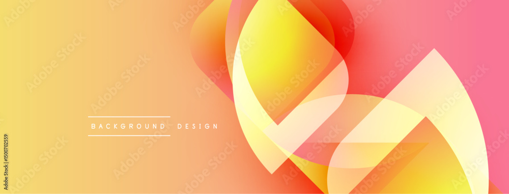 Aufkleber abstract fluid shapes overlap, creating vibrant yellow, orange, pink gradient. modern design element