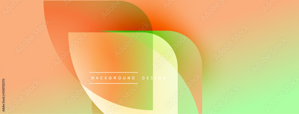 Aufkleber Abstract gradient shapes overlap. Peach, orange, green hues blend smoothly. Text reads background design centered within form. Minimalist aesthetic.