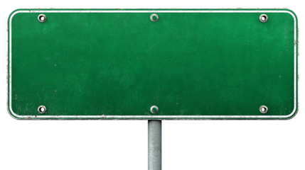 Blank Grunge Green Road Sign on Transparent Background, PNG