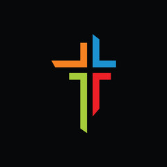 church icon symbol logo vector template colorful on black background