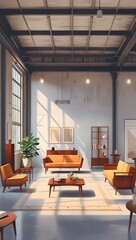 Fototapeta premium living room with architecture