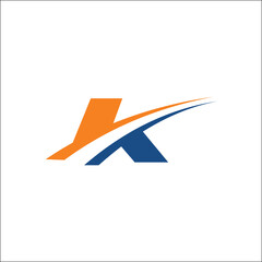 K travel initials logo vector template swoosh