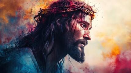 Impressionist Watercolor Portrait of Jesus Christ