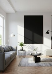 Modern Living Room Interior Photo with Furniture and Black Frame