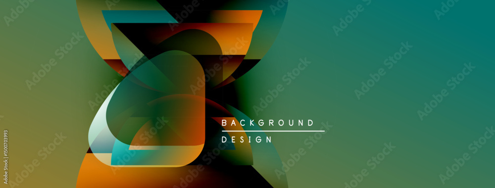 Aufkleber Abstract design features flowing shapes, vibrant colors. Gradient blends create modern visual impact. Text reads background design.