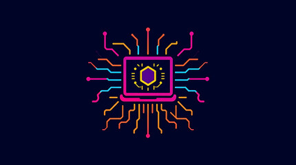 Fototapeta premium Laptop with Hexagon Design