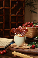 Hawthorn candied haws indoor photography, children's day snack