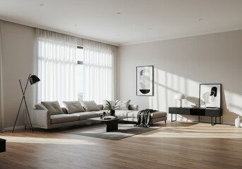 Modern Living Room Interior Photo with Sofa Natural Light and Decor