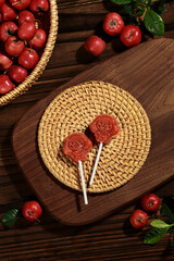 Hawthorn candied haws indoor photography, children's day snack