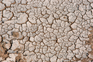 Drought cracked landscape, dead land due to water shortage and climate change like global warming