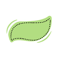 Hand-drawn green speech bubble with curved end and black dotted comic outline