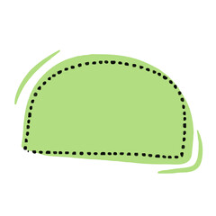 Hand-drawn green speech bubble with dotted outline and curved shape for cartoon dialog