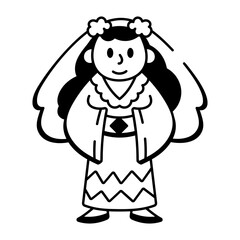 A drawing style icon of hawaiian bride
