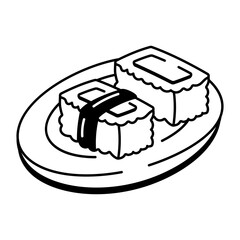 A doodle style icon of spam musubi