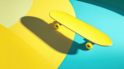 Yellow skateboard on abstract background, symbolizing dynamic urban lifestyle