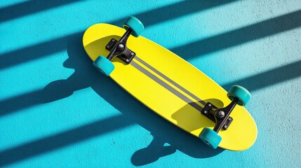 Yellow skateboard on abstract background, symbolizing dynamic urban lifestyle