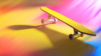 Yellow skateboard on abstract background, symbolizing dynamic urban lifestyle