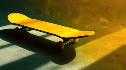 Yellow skateboard on abstract background, symbolizing dynamic urban lifestyle