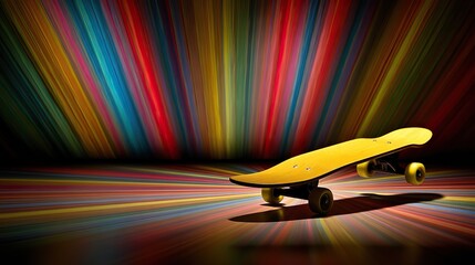 Yellow skateboard on abstract background, symbolizing dynamic urban lifestyle