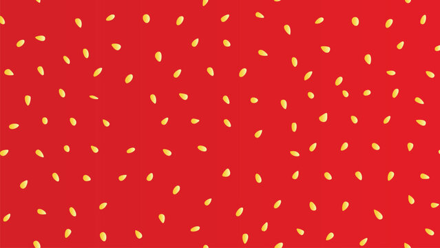 Red strawberry texture vector illustration. Seamless yellow strawberry seed pattern on a red background texture.