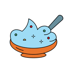 sour cream lineal color line icon with white background vector stock illustration