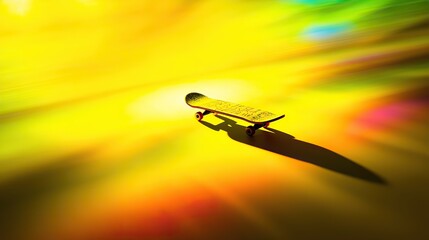 Yellow skateboard on abstract background, symbolizing dynamic urban lifestyle