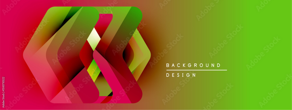 Leinwandbilder Abstract geometric shapes overlap, creating vibrant color gradient. Red transitions to green, modern design element.