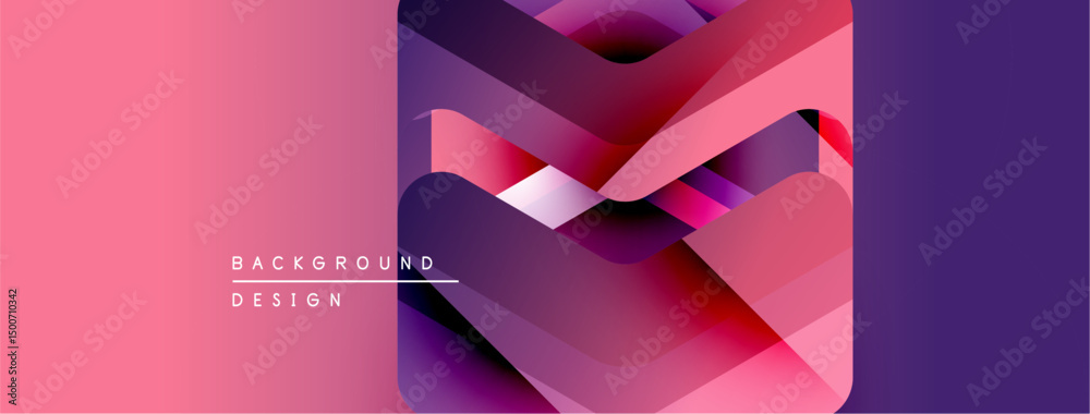 Poster abstract gradient shapes create dynamic composition. pink, purple hues dominate design, suggesting m