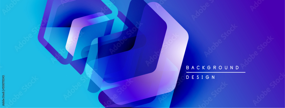 Aufkleber Abstract geometric shapes overlap, creating vibrant blue gradient effect. Modern design suitable for digital backgrounds.