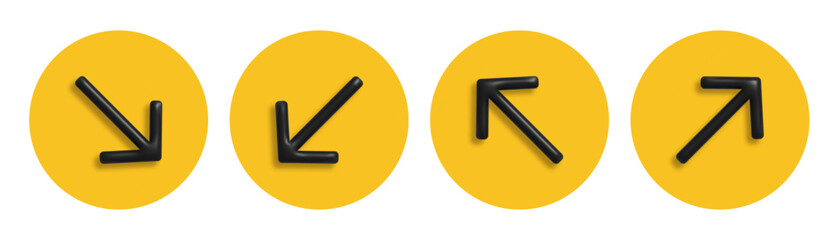 Navigation icon set with 3d black arrow.