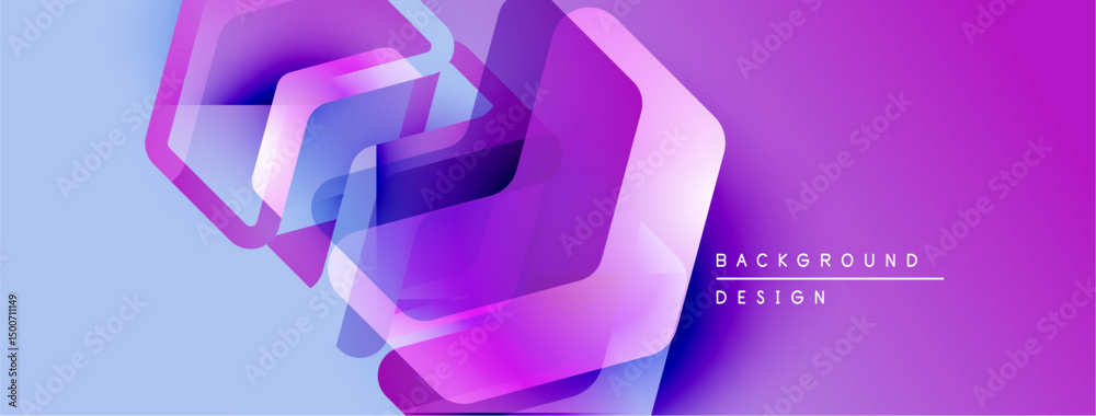 Aufkleber Abstract hexagon layers create vibrant purple, blue gradient. Modern design element for backgrounds, presentations. Smooth transitions visible.