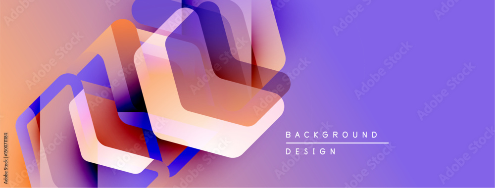 Aufkleber abstract geometric shapes overlap, creating vibrant color gradients. purple, orange hues dominate co