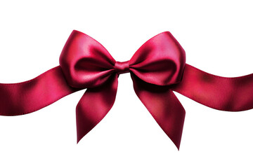 Elegant crimson satin ribbon bow on black background