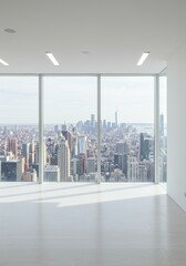 Photo A Bright Modern Interior With City View Through Large Windows
