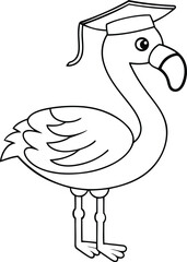 Flamingo wearing a graduation cap  high quality vector illustration, flamingo wearing a graduation cap silhouette vector, flamingo wearing a graduation cap line art vector icon design