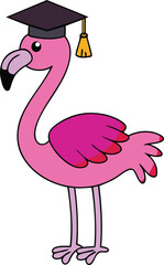 Flamingo wearing a graduation cap  high quality vector illustration, flamingo wearing a graduation cap colorful vector, a beautiful flamingo wearing a graduation cap vector icon design